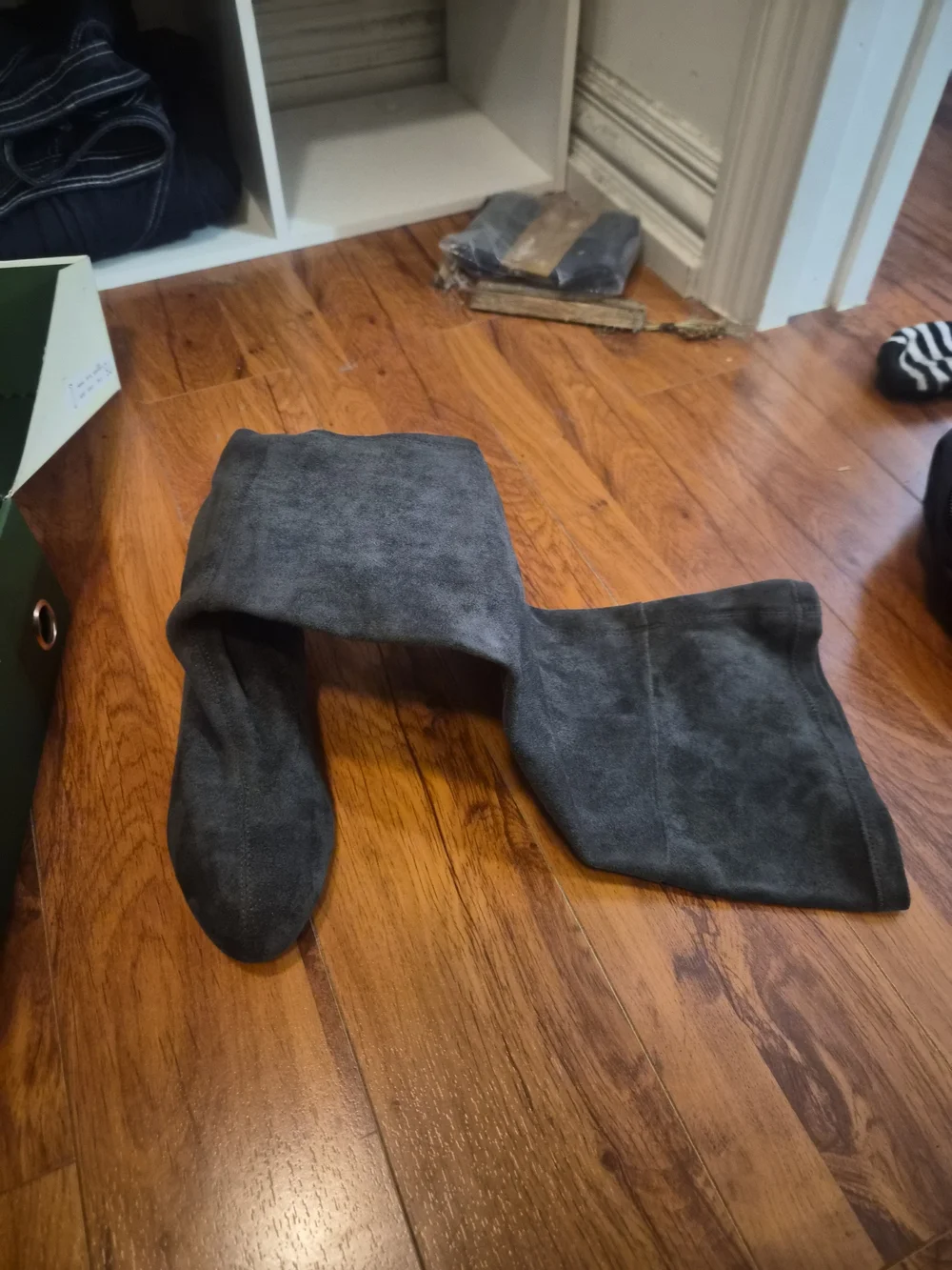 Anthropologie Charcoal Gray Over-the-Knee Suede Boots